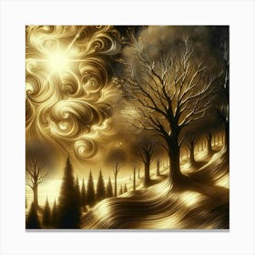 Golden Trees In The Forest 3 Canvas Print