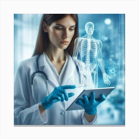 Female Doctor Using Tablet Canvas Print