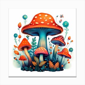 Mushrooms And Flowers 54 Canvas Print