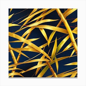 Golden Bamboo Leaves Canvas Print