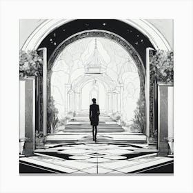 Doorway Black And White Abstract Art Canvas Print