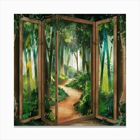 A Set Of Wooden Panels Showcasing A Scene From T Canvas Print