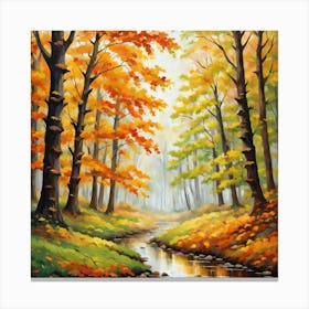 Forest In Autumn In Minimalist Style Square Composition 262 Canvas Print