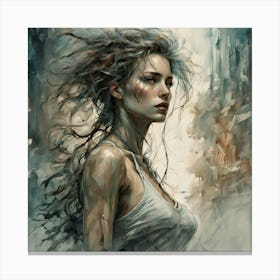 Woman With Long Hair Canvas Print