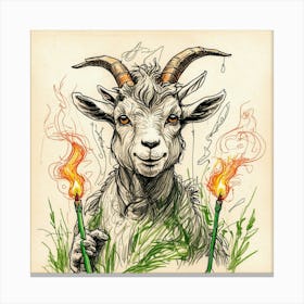 Goat With Flames 1 Canvas Print