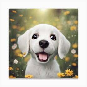 Puppy In The Field Canvas Print