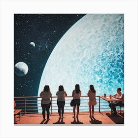 Group Of People Looking At The Moon 4 Canvas Print