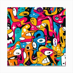 Colorful Cartoon Characters Canvas Print