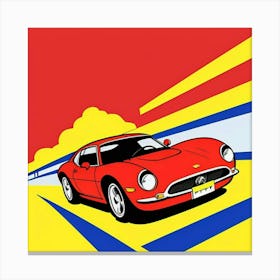 Dynamic Red Car Retro Halftone Visual Canvas Print