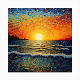 Sunset Over The Ocean 4 Canvas Print