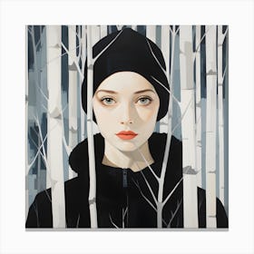 Woman and Trees in Winter 1 Canvas Print