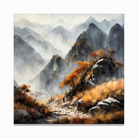 Chinese Mountains Landscape Painting (28) Canvas Print
