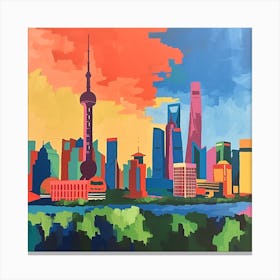 Abstract Travel Collection Shanghai China 1 Canvas Print