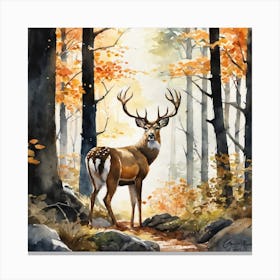 Deer In The Woods 82 Canvas Print