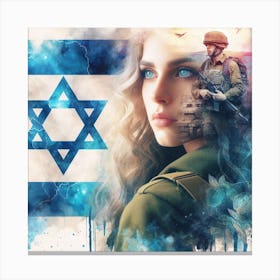 Israeli Girl With Israeli Flag Canvas Print