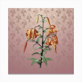 Vintage Tiger Lily Botanical on Dusty Pink Pattern n.2169 Canvas Print