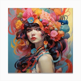 Woman With Colorful Hair 3 Canvas Print