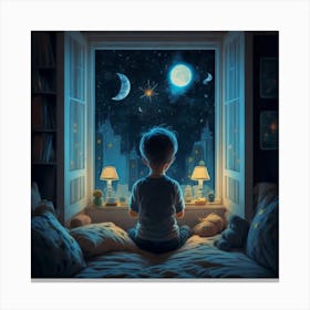 Boy Looking Out Window Canvas Print