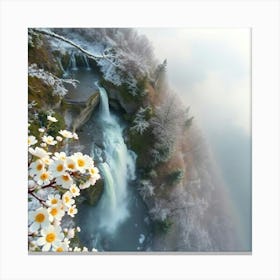 Waterfall In Winter 3 Canvas Print