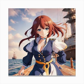 Anime Girl Standing On A Dock Canvas Print