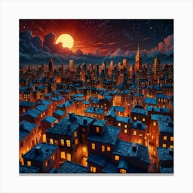 Cityscape At Night Canvas Print