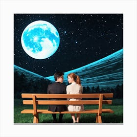 Couple Sitting On A Bench 17 Canvas Print