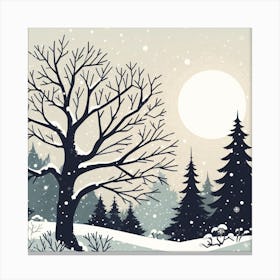 Winter Landscape With Trees Canvas Print