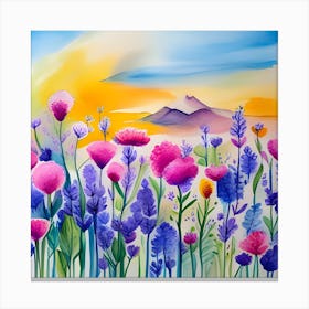 Watercolor Of Wild Flowers Canvas Print