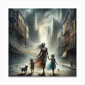 Beyond the Ruins: String Art Creates Dazzling Beauty in a Dystopian Future. Canvas Print