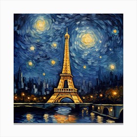 Eiffel Tower At Night Canvas Print