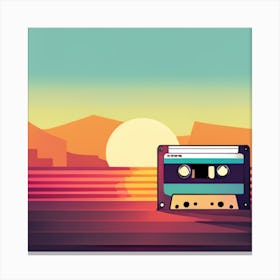 Retro Sunset Cassette 1990s Canvas Print