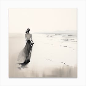 Woman Walking On The Beach Canvas Print