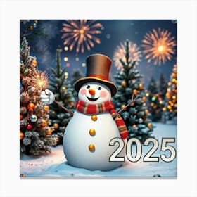 Flux Schnell A Jovial Snowman Stands Amidst A Winter Wonderlan 2 Canvas Print