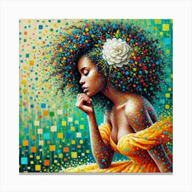 Afro Girl In Yellow Dress Canvas Print