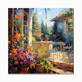 Patio With Flowers Canvas Print