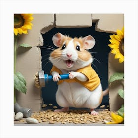 Hamster With Hammer 1 Canvas Print