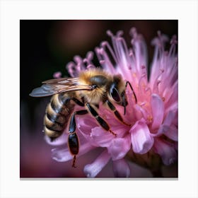 Bee On Flower Canvas Print