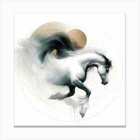 Creative Minimal Horse In Circles Color Illustration 1 Canvas Print