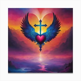Cross And Wings Canvas Print