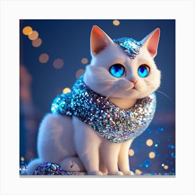 Cartoon Character A White Cat With A Silver Coat (5) Canvas Print