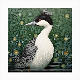 Ohara Koson Inspired Bird Painting Grebe 3 Square Canvas Print