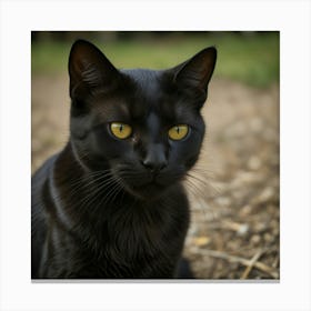 Black Cat With Yellow Eyes Canvas Print