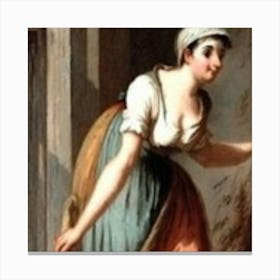Woman Sweeping Canvas Print