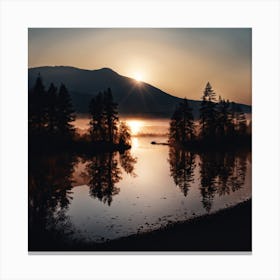 Sunrise Over A Lake Canvas Print