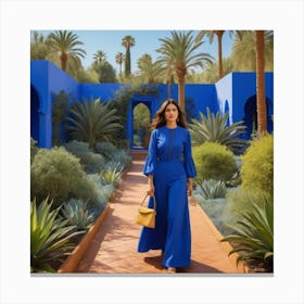 into the garden:Blue Dress In Morocco Canvas Print
