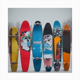 Skateboards In The Snow Canvas Print