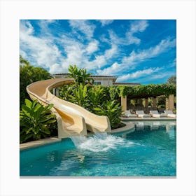 Water Slide In The Pool Canvas Print