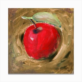 Big Red Apple figurative classical painting square red brown beige food kitchen Canvas Print