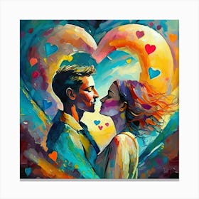 Couple Kissing In The Heart Canvas Print
