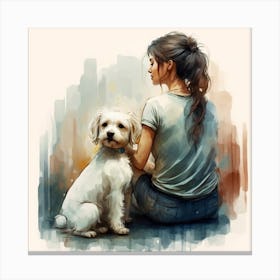 Girl With Dog 1 Canvas Print